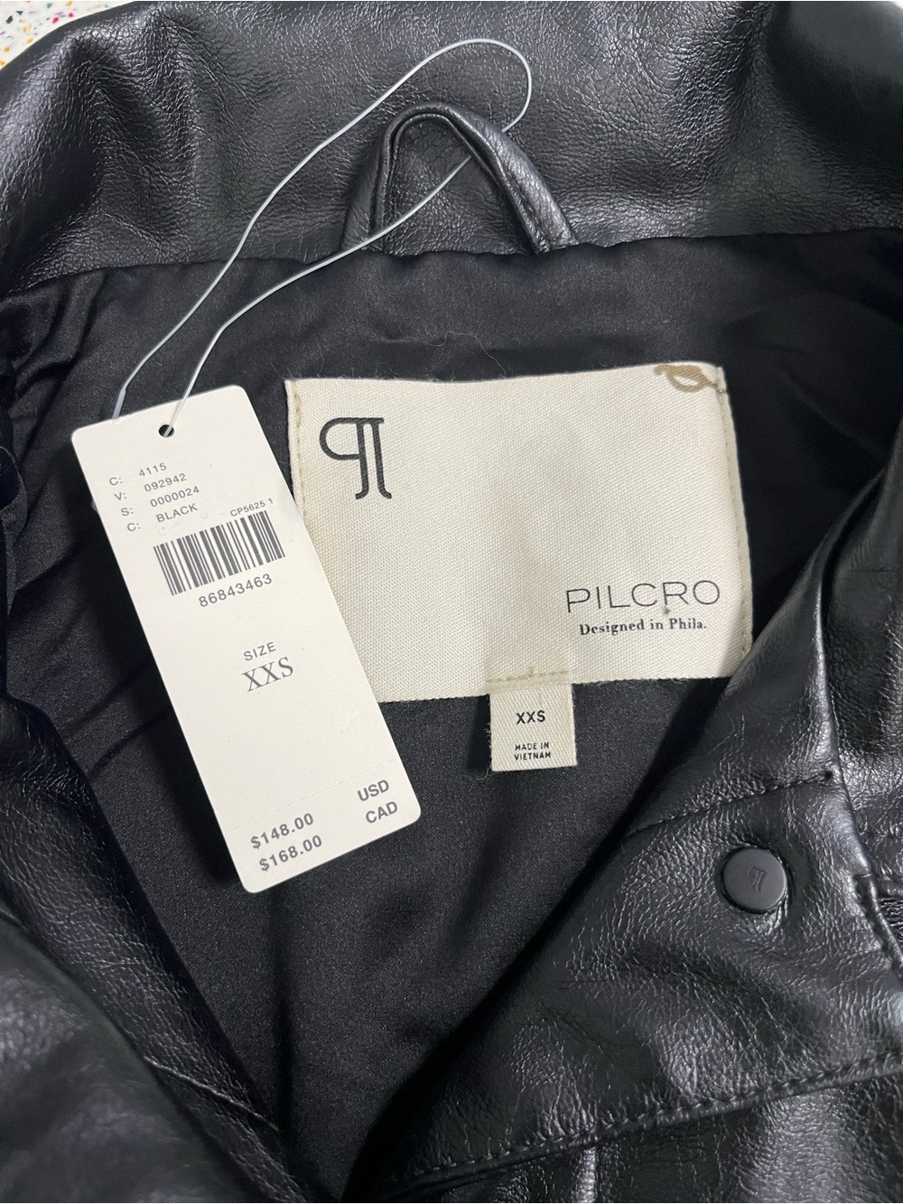 Anthropologie Pilcro Weston Black Faux Leather Boyfriend Jacket Women’s Size XXS - Picture 4 of 8